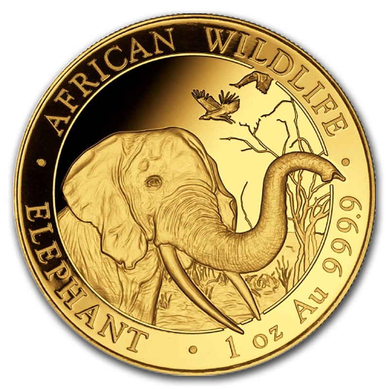 Золотая монета Сомали «Слон» 2018 г.в., 31.1 г чистого золота (проба 0.9999)
