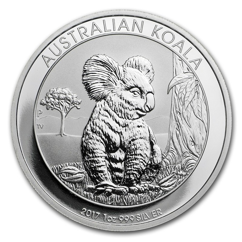 Серебряная монета Австралии «Коала» 2017 г.в., 31.1 г чистого серебра (проба 0.999)