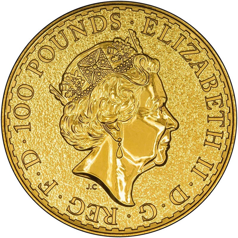 Золотая монета Великобритании "Год петуха", 2017 г.в., 31,1 г чистого золота (проба 0,9999)