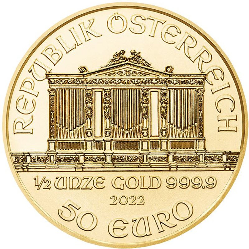 Золотая монета Австрии Филармоникер 15.55 г чистого золота проба 0.9999