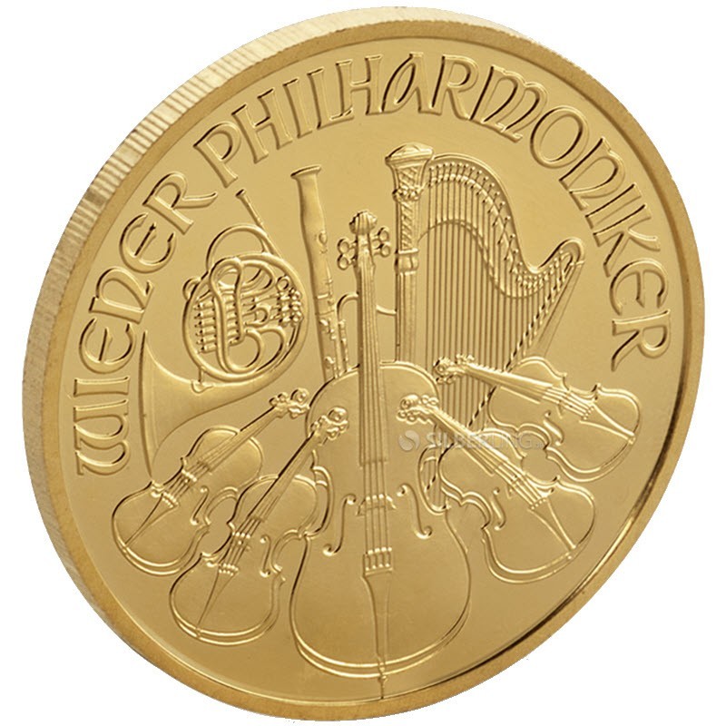 Золотая инвестиционная монета Австрии Венский Филармоникер, 31.1 гр чистого золота (Проба 0,9999)