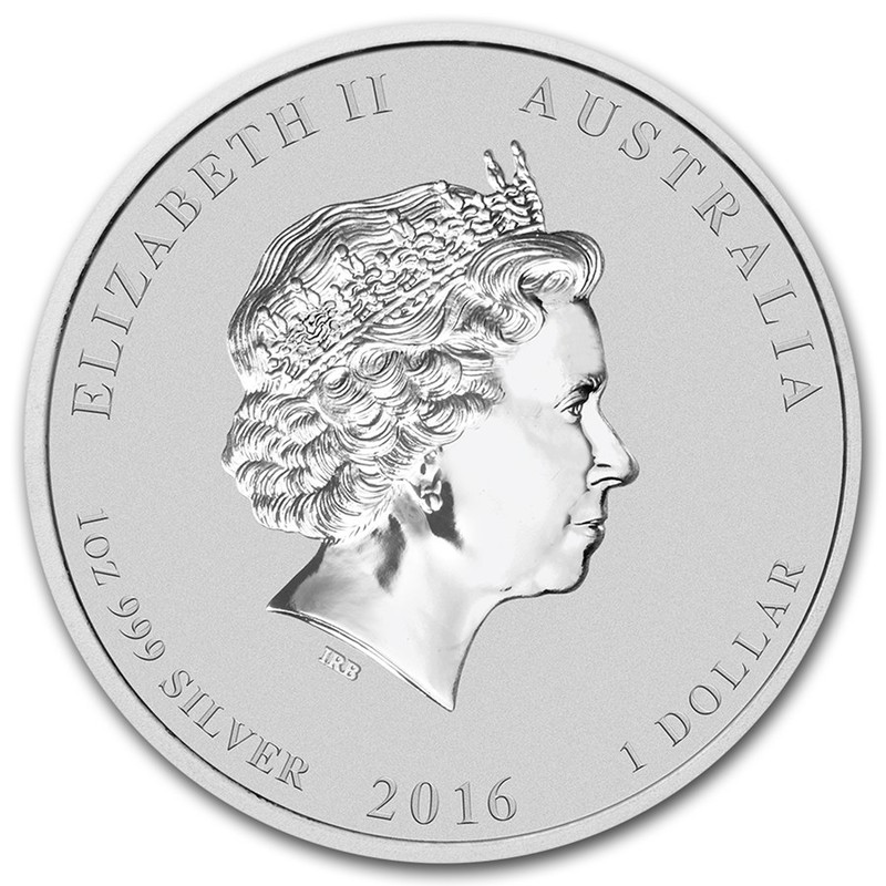 Серебряная монета Австралии из серии "Лунный календарь" - год Обезьяны 2016, 31.1 гр чистого серебра (проба 999)