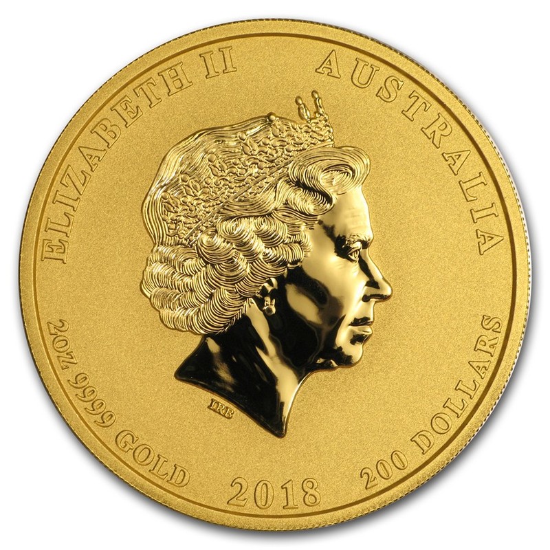 Золотая монета Австралии «Год Собаки» 2018 г.в., 62.2 г чистого золота (проба 0.9999)