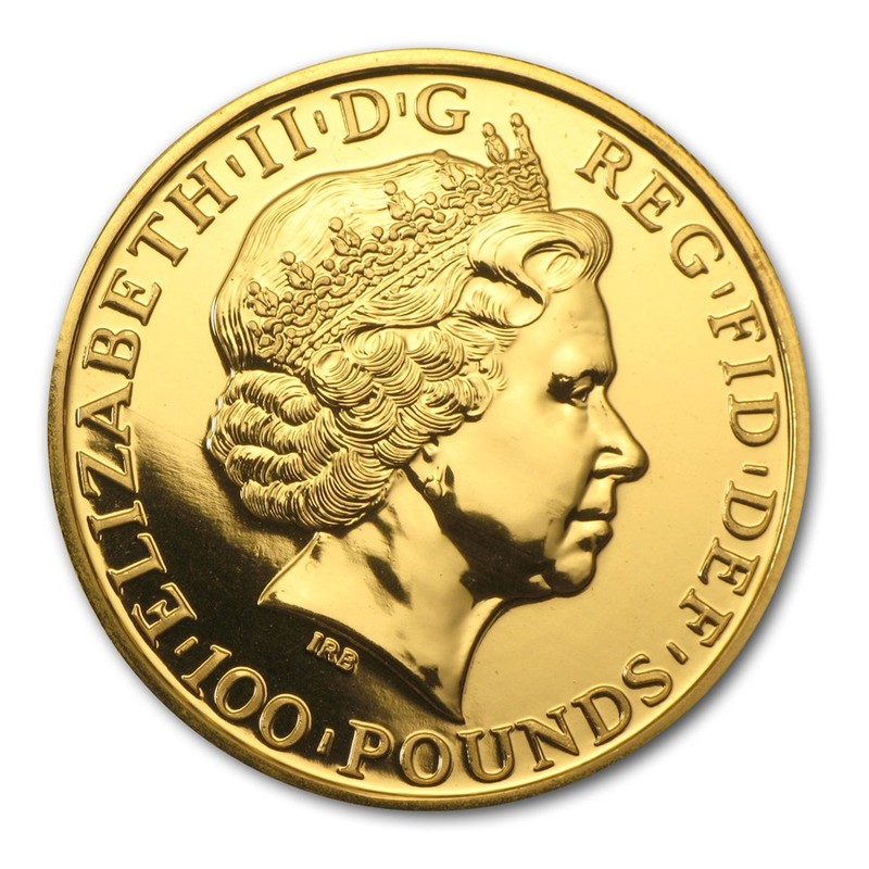 Золотая монета Великобритании Год Лошади 2014 г.в., 31.1 г чистого золота проба 0.9999