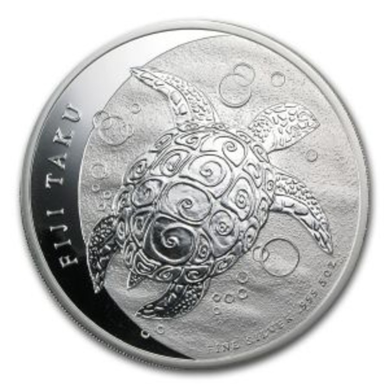 Серебряная инвестиционная монета Черепаха Таку (Фиджи) 2013, 5 унций (155,5 гр.)
