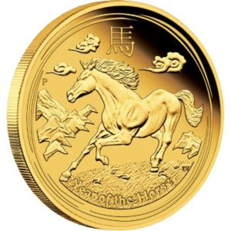 Золотая монета Австралии "Лунный календарь II - Год Лошади"  2014 г.в., 62.2 г чистого золота (Проба 0,9999)