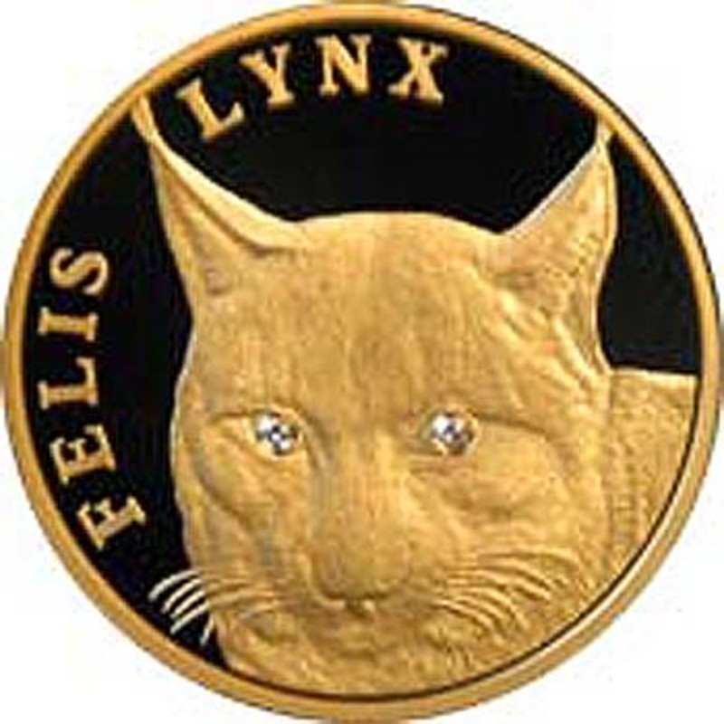 Золотая монета Казахстана - "Рысь" 2007 г.в., 7,78 г чистого золота (0,999 пробы)