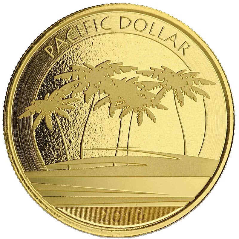 Золотая монета Фиджи «Тихоокеанский Доллар» 2018 г.в., 31.1 г чистого золота (проба 0.9999)