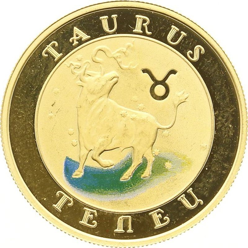 Золотая монета Армении из серии Знаки зодиака - "Телец", 7,74 гр чистого золота (проба 0,900)