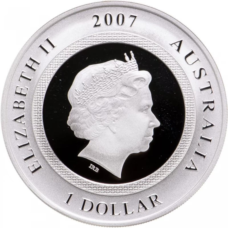 Серебряная монета Австралии "Год Свиньи" 2007 г.в., (голограмма), 31.1 г чистого серебра (Проба 999)