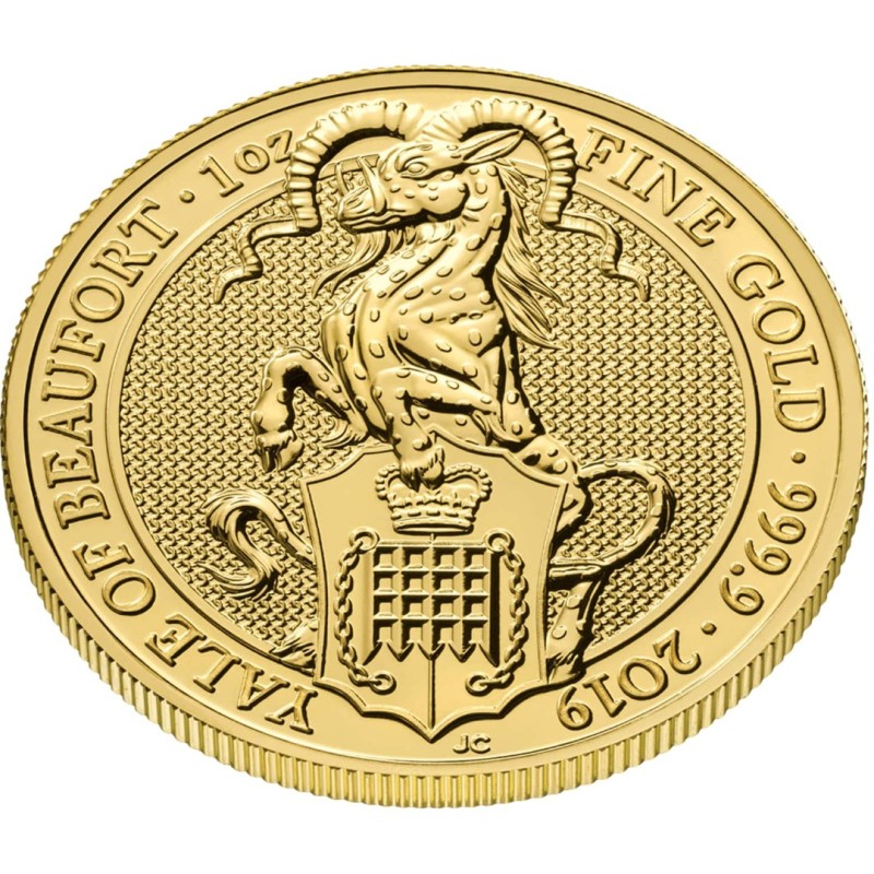 Золотая монета Великобритании "Йель Бофорта" 2019 г.в., 31.1 г чистого золота (проба 0.9999)