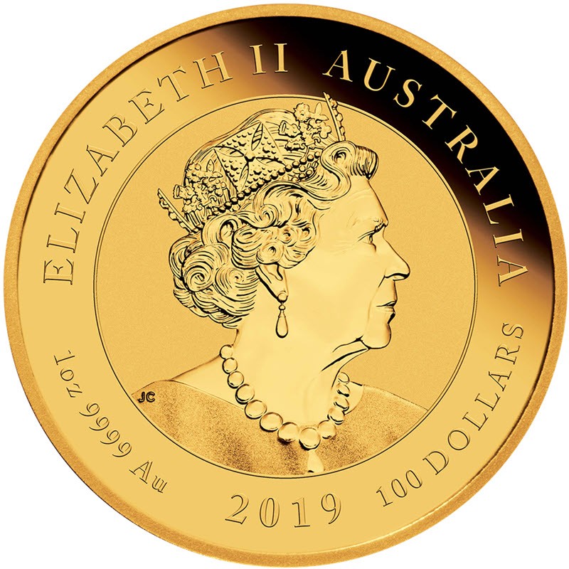 Золотая монета Австралии "50 лет высадке человека на Луну" 2019 г.в., 31,1 г чистого золота (Проба 0,9999)