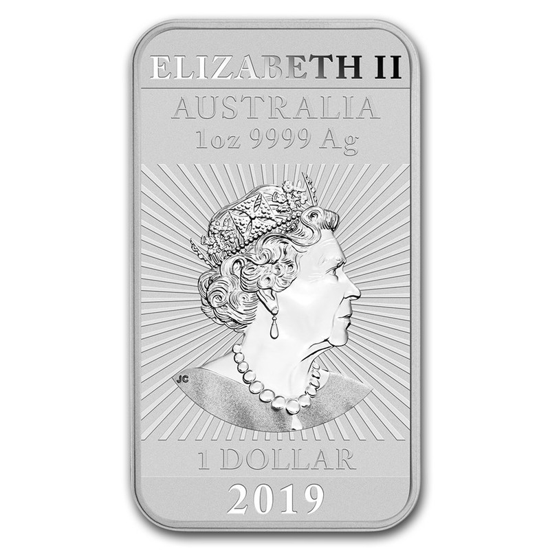 Серебряная монета Австралии "Китайский дракон" 2019 г., 31,1 г чистого серебра (Проба 0,9999)
