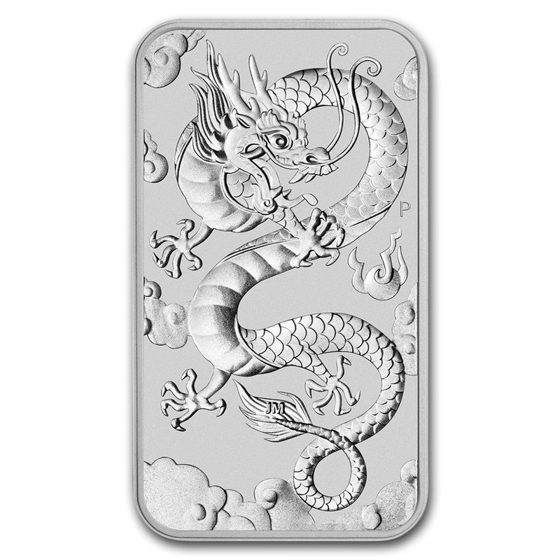 Серебряная монета Австралии "Китайский дракон" 2019 г., 31,1 г чистого серебра (Проба 0,9999)