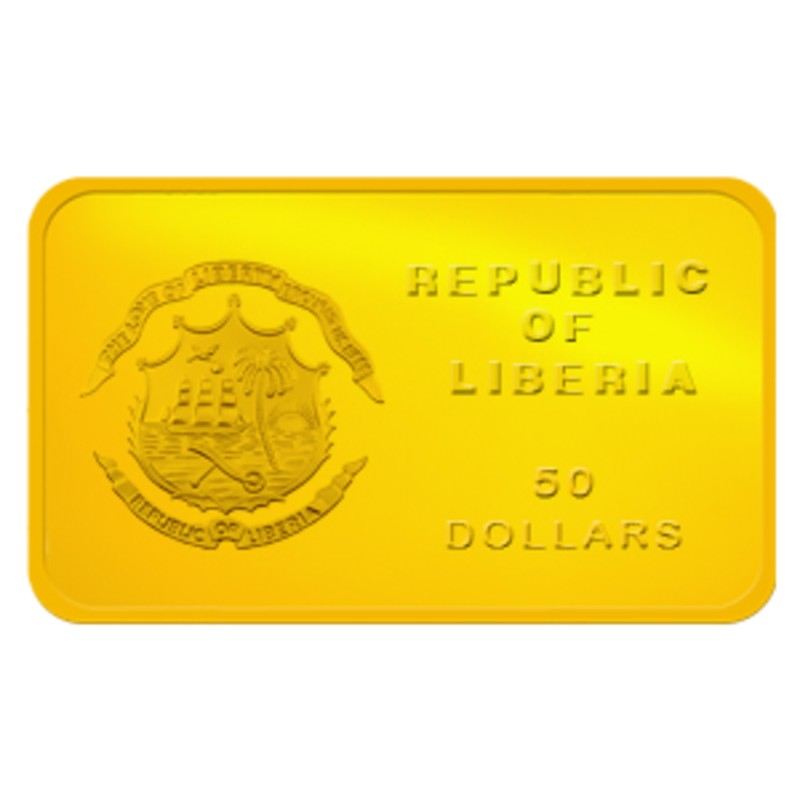 Золотая монета Либерии "Год Тигра" 2010 г.в., 5 г чистого золота (Проба 0,9999)