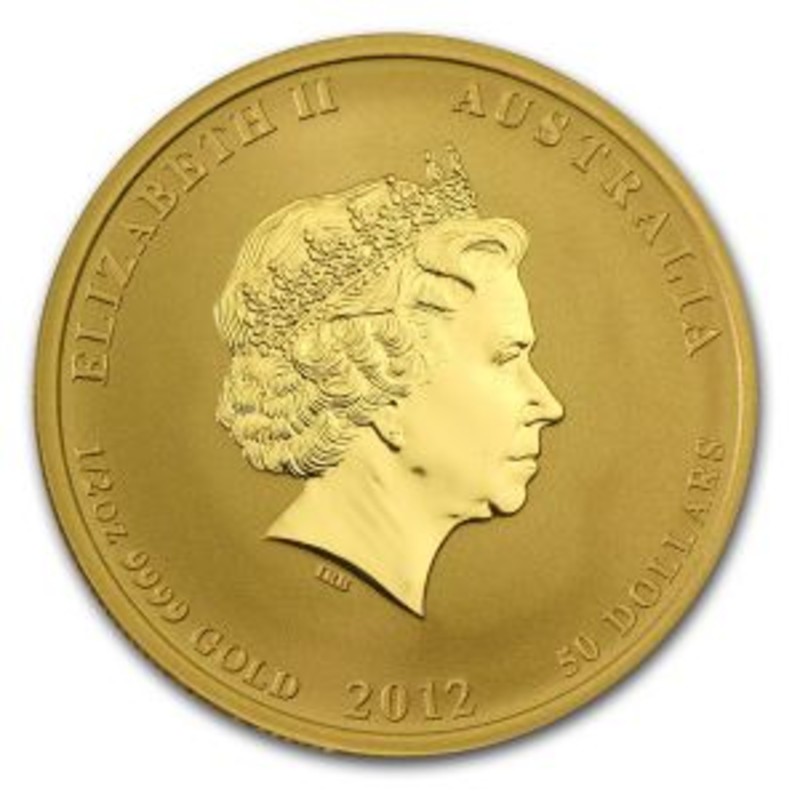 Золотая монета Австралии Лунар II - Год Дракона, 2012 г., 15.55 г чистого золота (Проба 0,9999)