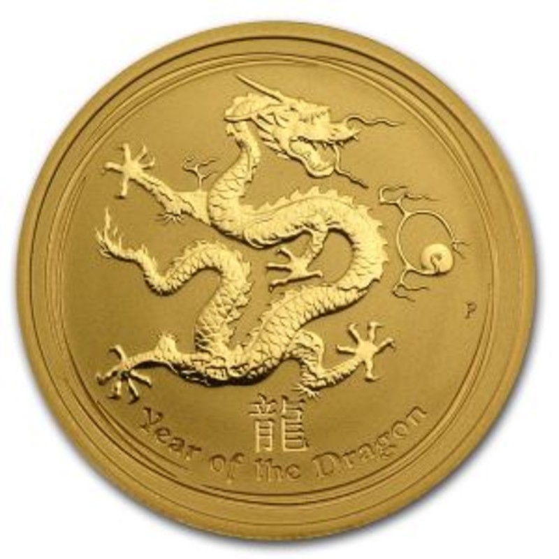 Золотая монета Австралии Лунар II - Год Дракона, 2012 г., 15.55 г чистого золота (Проба 0,9999)
