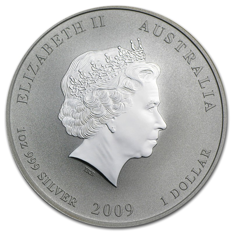 Серебряная монета Австралии "Год Быка" 2009 г.в., 31.1 г чистого серебра (проба 0,9999)