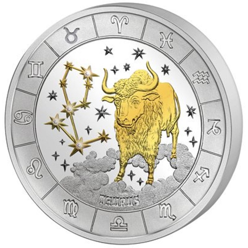 Серебряная  монета Руанды "Знаки Зодиака. Телец" 2009 г.в., 93.3 г чистого серебра (Проба 0,999)